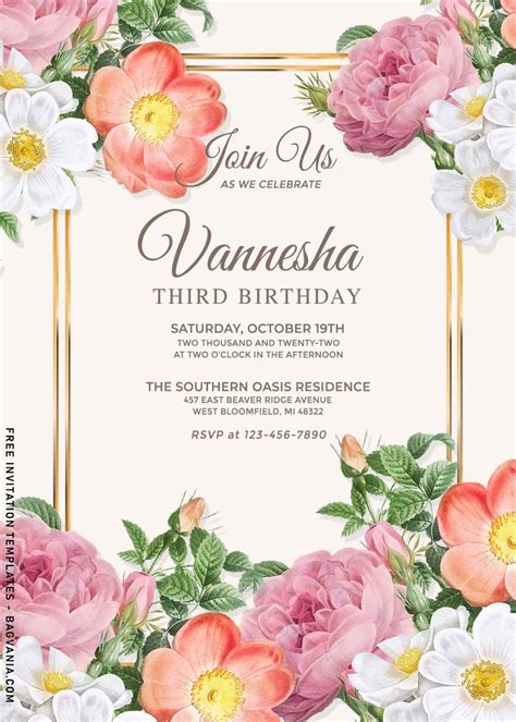 Floral Party Invitation Templates (Free) .